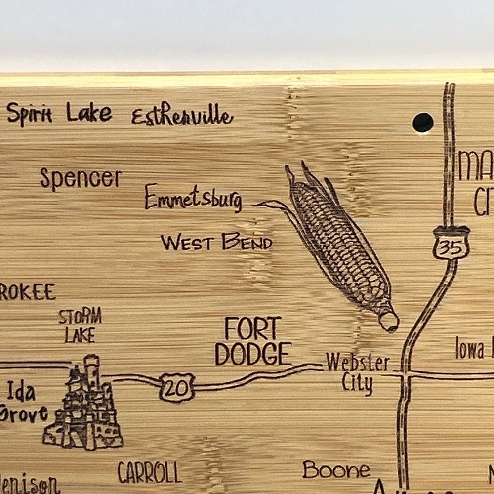 Totally Bamboo Iowa State Map Cutting‎ Board Serving Cheese Board Kitchen Decor